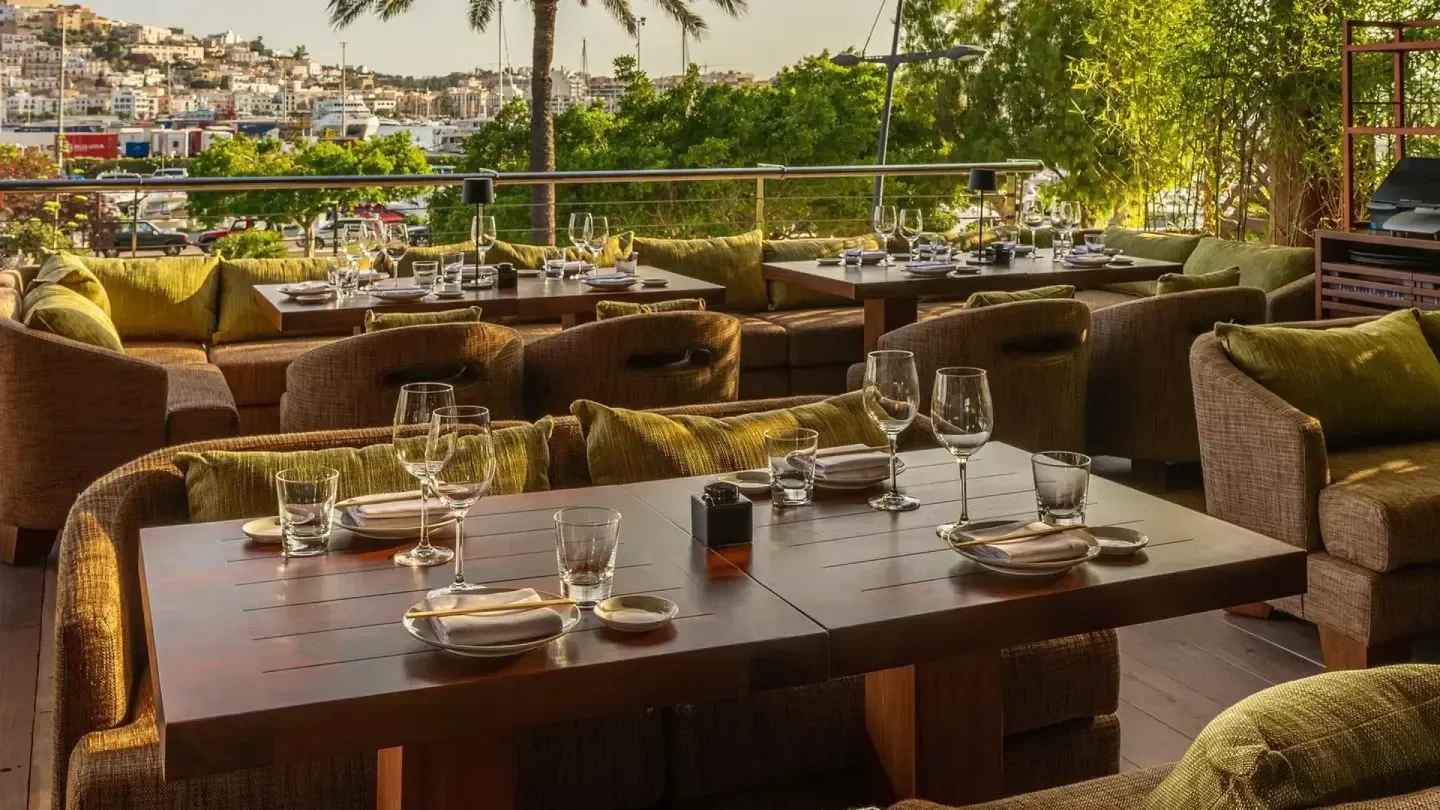 Zuma Ibiza: a stylish restaurant terrace with views of the city